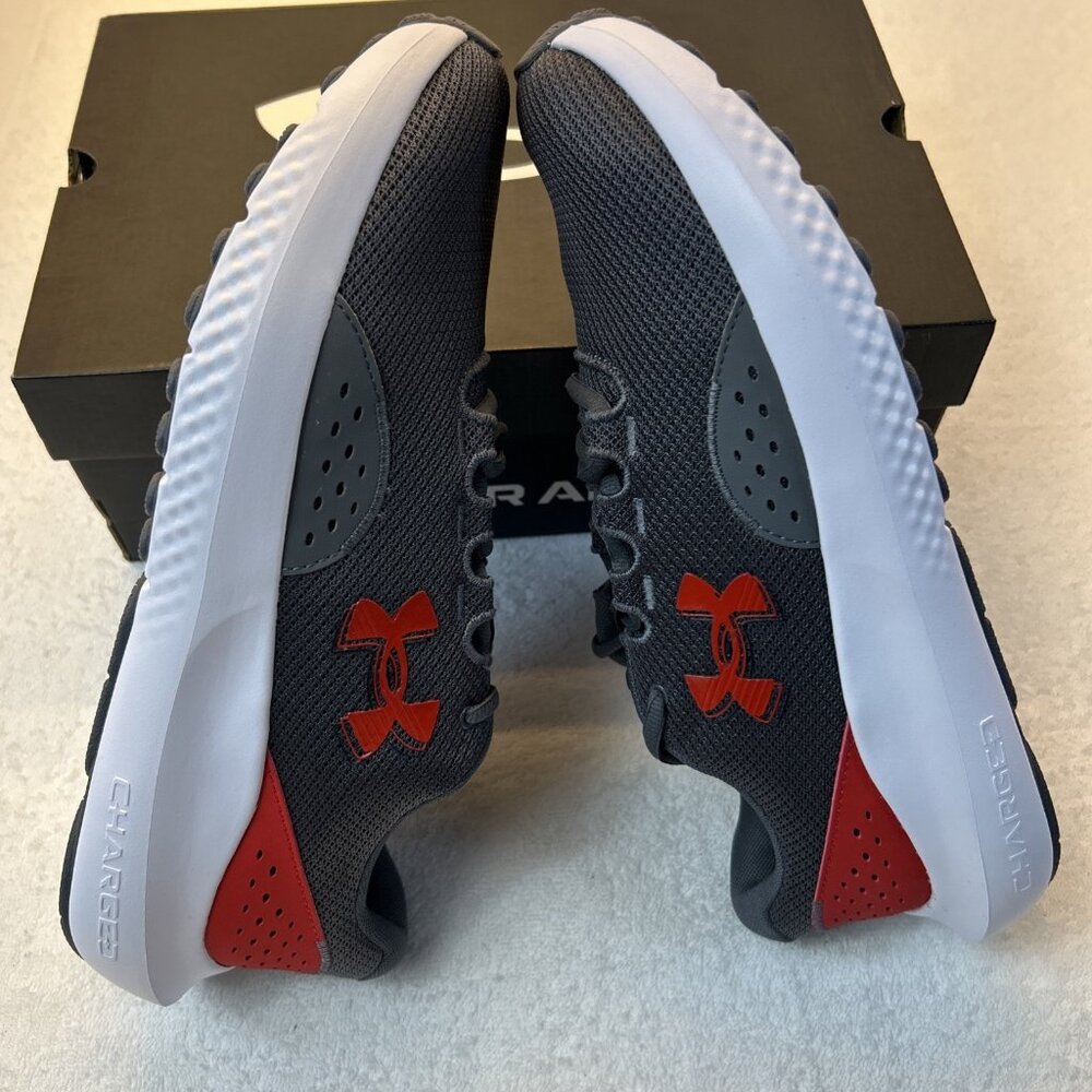 Under Armour Charged Surge 4 Running Shoes Grey Red White Sole Men SZ 9.5 NEW - Picture 6 of 9